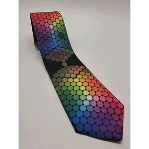 ROCHESTER INSTITUTE OF TECHNOLOGY RIT Colorful Art Dots Necktie Vintage 1969 EUC